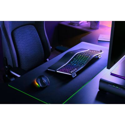 2. Razer Pro Type Ergo Tastatur, universell einsetzbar mit USB, Funkfernbedienung und Bluetooth, QWERTZ-Tastatur (US-Englisch), Schwarz