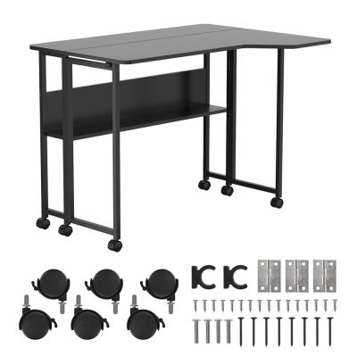 13. Klappbarer Schreibtisch/Tisch von MACLEAN, schwarz, mobil, 100 x 73 cm, max. 50 kg, abgewinkelt, L-förmig, MC-126 L/B