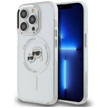 Karl Lagerfeld IML Metal Karl & Choupette Head MagSafe Hülle für iPhone 14 Pro – weiß