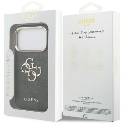 8. Guess 4G Big 4G Classic Logo Hülle für iPhone 17 Pro - Schwarz und Gold
