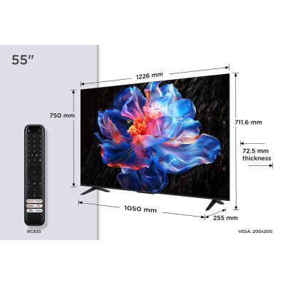 2. TCL 55V6C DLED 55'' 4K Ultra HD Google TV Dolby Atmos DVB-T2 Metallic-Fernseher
