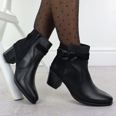 5. Damen-Ankle-Boots aus Leder mit schwarzem Absatz, Rieker Y2066-00