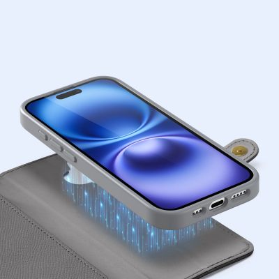 5. Dux Ducis Lawa Lederhülle für iPhone 16 - Grau