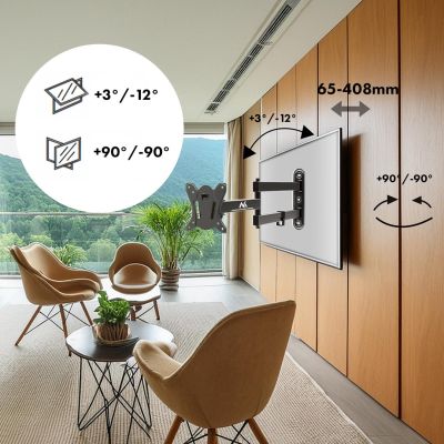 6. MACLEAN Wandhalterung für Fernseher oder Monitor, max. VESA 100x100, 13-32", 30 kg, Schwarz, MC-417