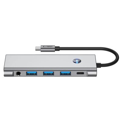 4. Tech-Protect HB04 HUB Adapter 9in1 USB-C + USB2.0 + USB3.0 + HDMI 4K 60Hz + SD/TF + PD100W + AV3.5 - grau
