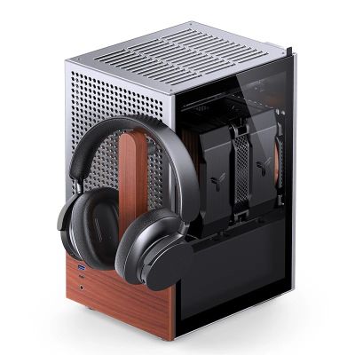 19. Jonsbo T6 Mini-Tower-PC-Gehäuse, Mini-ITX, gehärtetes Glas, Holz – Silber