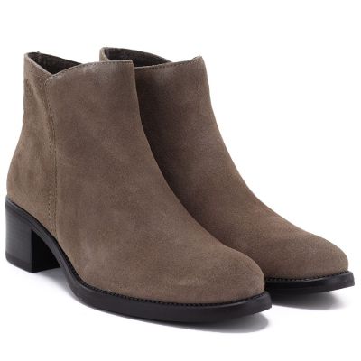 4. Damen-Ankle-Boots aus Leder mit Blockabsatz, beige, Sergio Leone BT-52-S