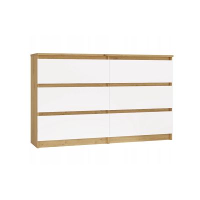 M6 MALWA Kommode 120 cm 6 Schubladen Kunst/Weiß Set