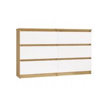 M6 MALWA Kommode 120 cm 6 Schubladen Kunst/Weiß Set