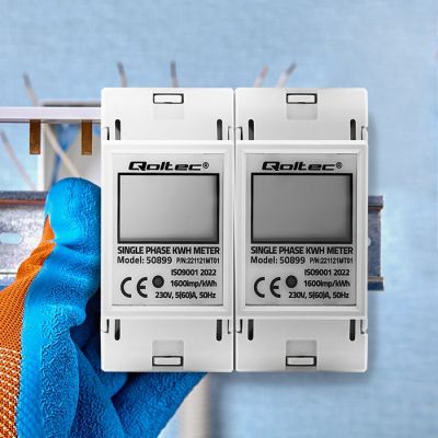 5. QOLTEC Einphasen-Energieverbrauchsmesser für DIN-Schiene | 230 V | LCD | 2-polig
