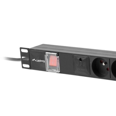 4. LANBERG Rack-Stromverteilerleiste 19" (1 HE, 16 A, 6 x 230 V PL, 2 m, Schwarz) PDU-06E-0200-BK