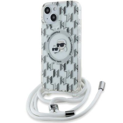 Karl Lagerfeld IML Crossbody Monogram Karl & Choupette Head MagSafe Hülle für iPhone 15 / 14 / 13 – Transparent