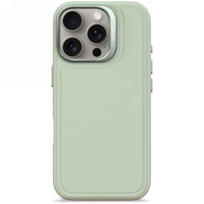 Decoded Antimicrobial Silicone Stacks Backcover Case mit MagSafe für iPhone 16 Pro – Grün