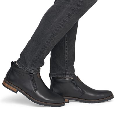 6. Schwarze Herren-Ankle-Boots aus Leder mit Reißverschluss, Rieker 14656-00
