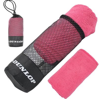 2. Schnelltrocknendes Sporthandtuch mit Aufbewahrungstasche 80 x 40 cm, Dunlop Pink