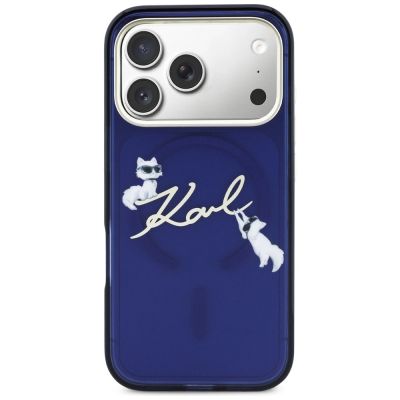 3. Karl Lagerfeld IML Choupettes Karl Script Logo MagSafe Hülle für iPhone 17 Pro - Blau