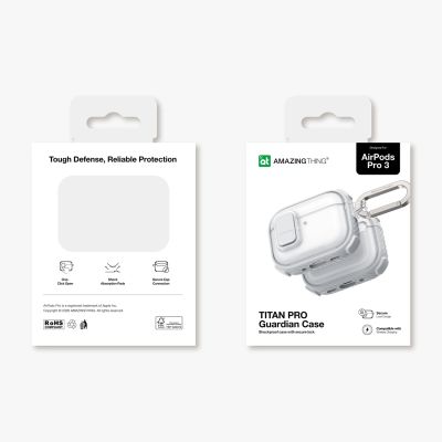 16. AmazingThing Titan Pro Mag Hülle, transparent, für AirPods Pro 3 – Weiß