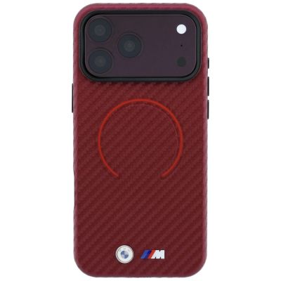 3. BMW M Carbon Printed Ring MagSafe Hülle für iPhone 18 Pro / 17 Pro – burgunderrot