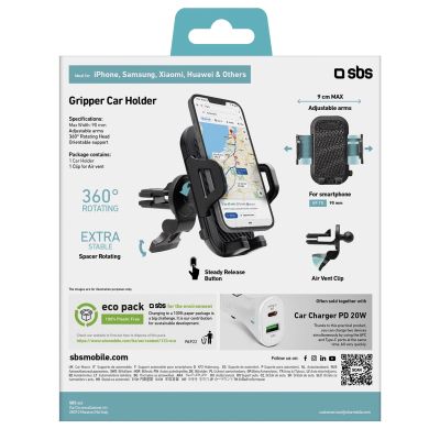 4. SBS TEHWSUPCLIPSTG Smartphone-Halterung für Lüftungsschlitze, mit verstärkten Backen – schwarz