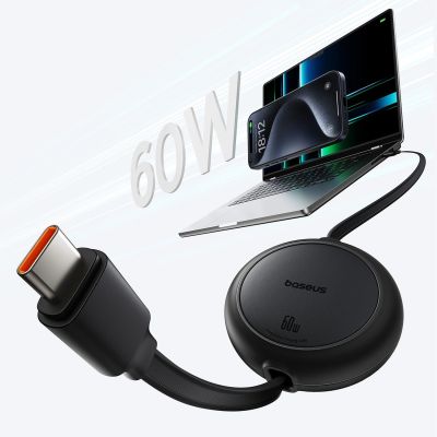 3. Baseus Free2Pull 60W USB-C Einziehbares Kabel – USB-C 1 m – Schwarz