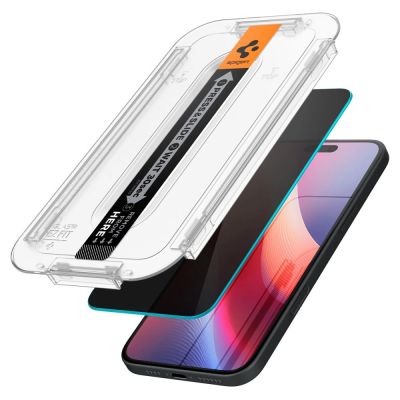 2. Spigen Glas.tR EzFit Privacy gehärtetes Glas für iPhone 15/16 mit Adapter (2 Stück)