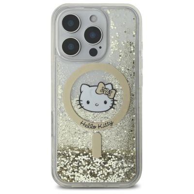 3. Hello Kitty Liquid Glitter Fever MagSafe Hülle für iPhone 16 Pro – Gold