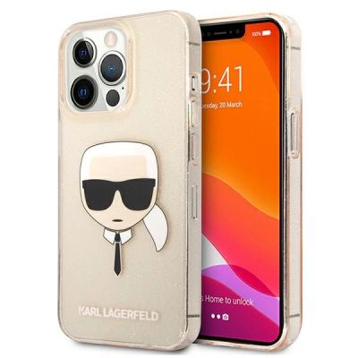Karl Lagerfeld Glitzer Karl's Head Case für iPhone 13 Pro / iPhone 13 - Gold