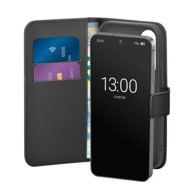Puro Booklet Case mit Klappe und Geldbörse für Samsung Galaxy S25 – Schwarz