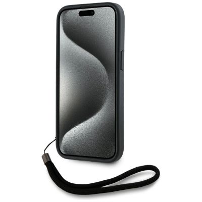 4. Karl Lagerfeld Saffiano Athleisure Stripes Cord iPhone 15 Hülle - Rosa