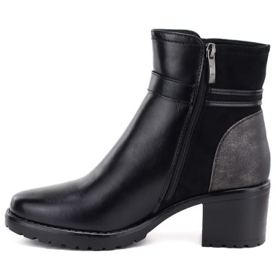 3. Gefütterte Damen-Ankle-Boots mit Blockabsatz, schwarz, Potocki SZ12873