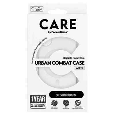 4. CARE by PanzerGlass Flagship Case mit MagSafe für iPhone 16 – Weiß