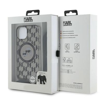 7. Karl Lagerfeld IML Crossbody Monogram Karl & Choupette Head MagSafe Hülle für iPhone 15 / 14 / 13 – Schwarz
