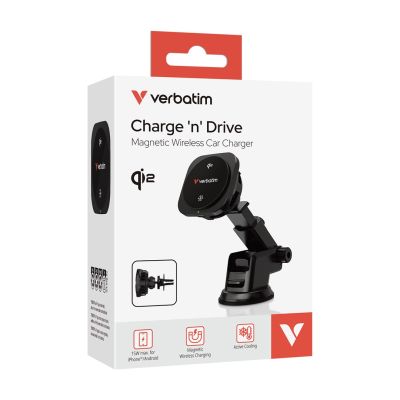 2. Verbatim Charge 'n' Drive Qi2 Smartphone Schwarz USB Kabelloses Laden Schnellladen Automatisch
