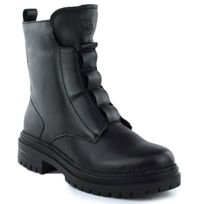 5. Rieker Y3160-00 Damen-Ankle-Boots aus schwarzem Leder