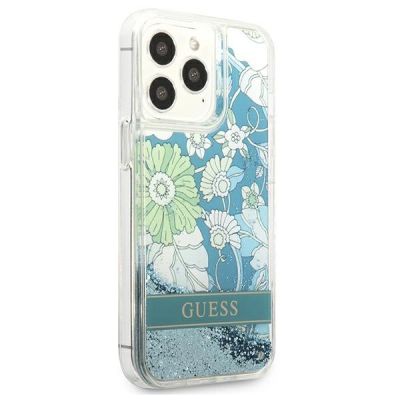 4. Guess GUHCP13LLFLSN iPhone 13 Pro / 13 6.1" grün/grüne Hardcase Flower Liquid Glitter