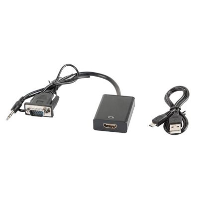 Lanberg AD-0021-BK Adapter (D-Sub (VGA), Mini-Klinkenstecker M - HDMI F; 0,20 m; schwarz)