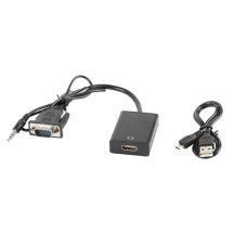 Lanberg AD-0021-BK Adapter (D-Sub (VGA), Mini-Klinkenstecker M - HDMI F; 0,20 m; schwarz)