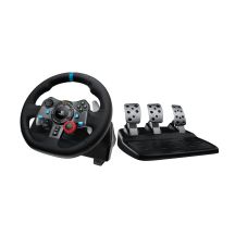 Logitech G 941-000113 Gamecontroller, schwarzes USB-Lenkrad + Pedale, analog/digital, kompatibel mit PC, PlayStation 4, PlayStation 5 und PlayStation 3