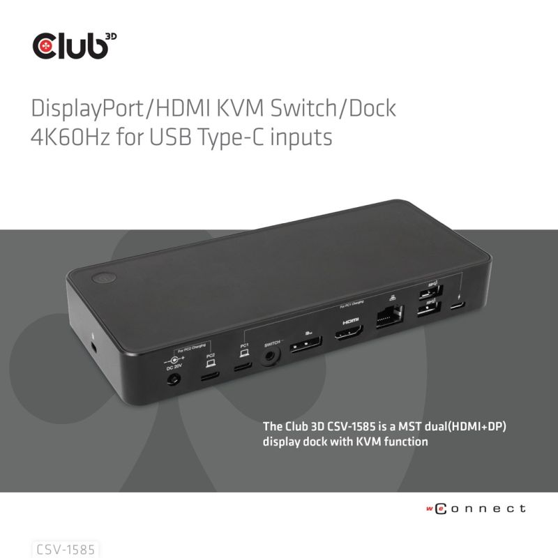 3. CLUB3D CSV-1585 KVM-Switch Schwarz