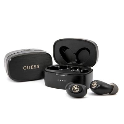 Guess GUTWSJL4GBK TWS Bluetooth-Kopfhörer + schwarz/schwarze 4G-Dockingstation