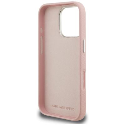 7. Karl Lagerfeld FW iPhone 16 Pro Max Hülle mit genarbtem Logo – Pink