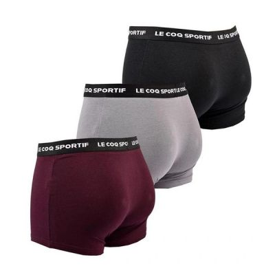 3. Le Coq Sportif Herren-Boxershorts, 3er-Pack, Schwarz, Grau, Burgunderrot