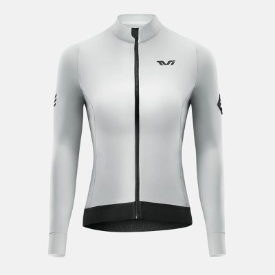 2. Rockbros YDWT006 TVI Damen-Radtrikot, isoliert, Herbst/Winter, Größe S – Weiß und Grau