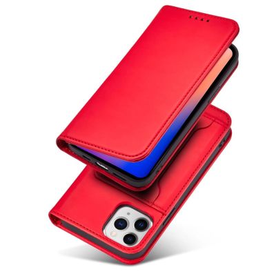 4. Magnetkartenhülle für iPhone 12 Pro Tasche Kartenetui Kartenhalter Rot