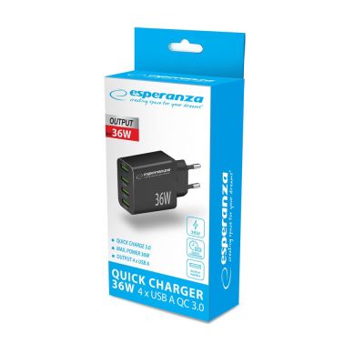 5. ESPERANZA Wandladegerät 36W 4x USB-A QC 3.0 18W EZC107K