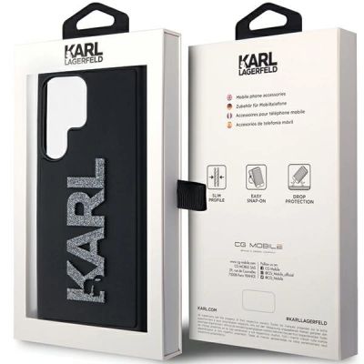 7. Karl Lagerfeld 3D Rubber Glitter Logo Hülle für Samsung Galaxy S24 Ultra – Schwarz