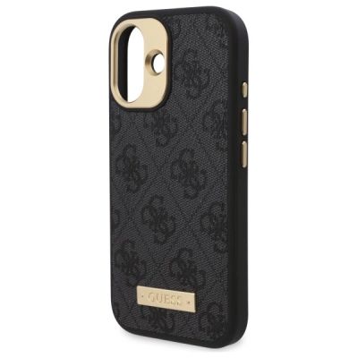 6. Guess 4G Logo Plate MagSafe Hülle für iPhone 16 - Schwarz