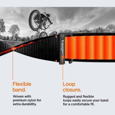 15. Spigen WBF1 Armband für Apple Watch 44 / 45 / 46 / 49 mm - Schwarz und Orange