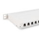 3. Hochdichtes Patchpanel 19 Zoll, 24x RJ45, LSA-Level, Cat. 6A, geschirmt, 0,5 HE, grau, Kabelführung
