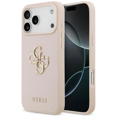 Guess Grained Big 4G & Classic Logo Hülle für iPhone 17 Pro Max - Pink